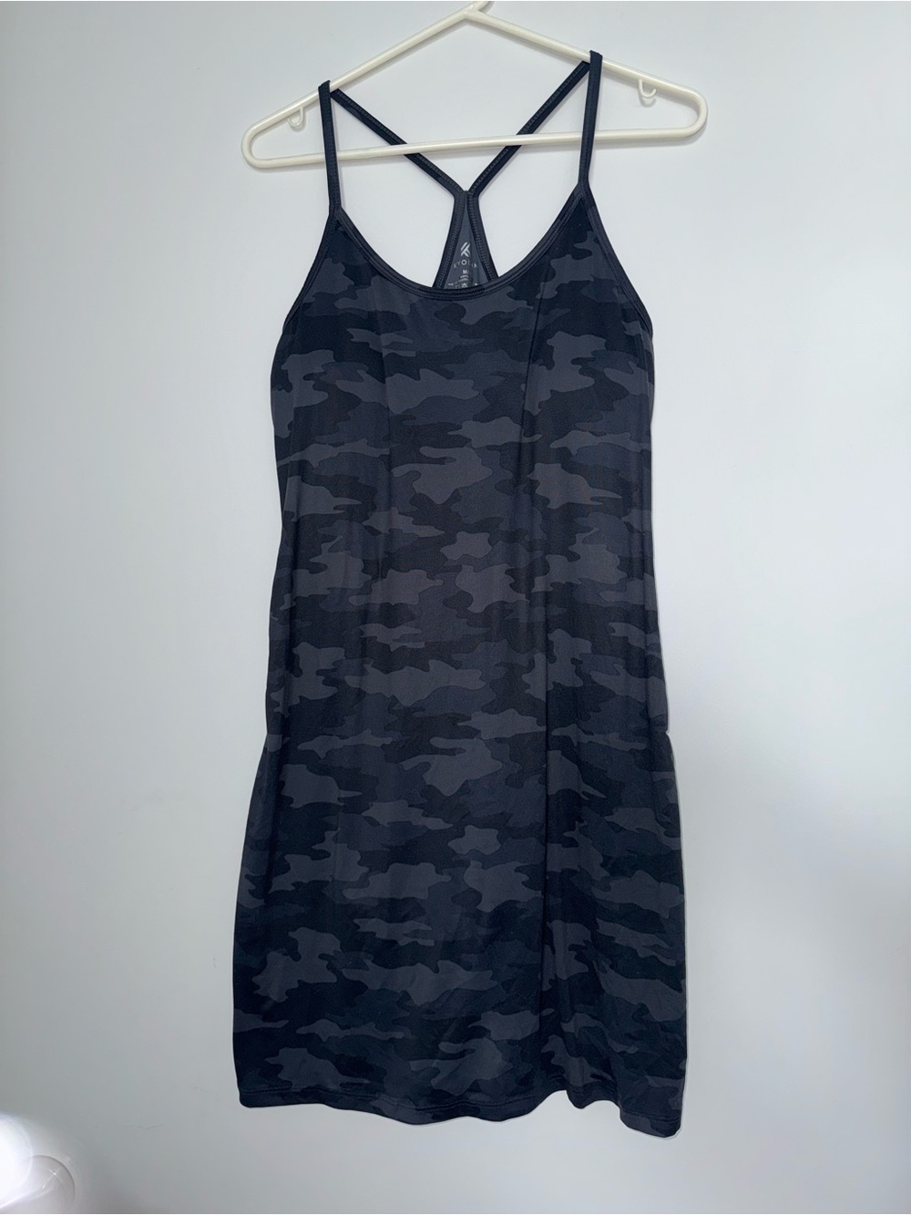 Women's Black Charcoal Camo Strappy Tank Dress